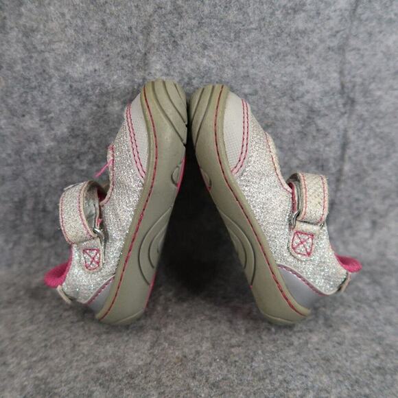 Stride Rite Surprize Shoe Baby 3 Mary Jane Pauline Glitter Adjustable Strap Grey - Picture 9 of 13